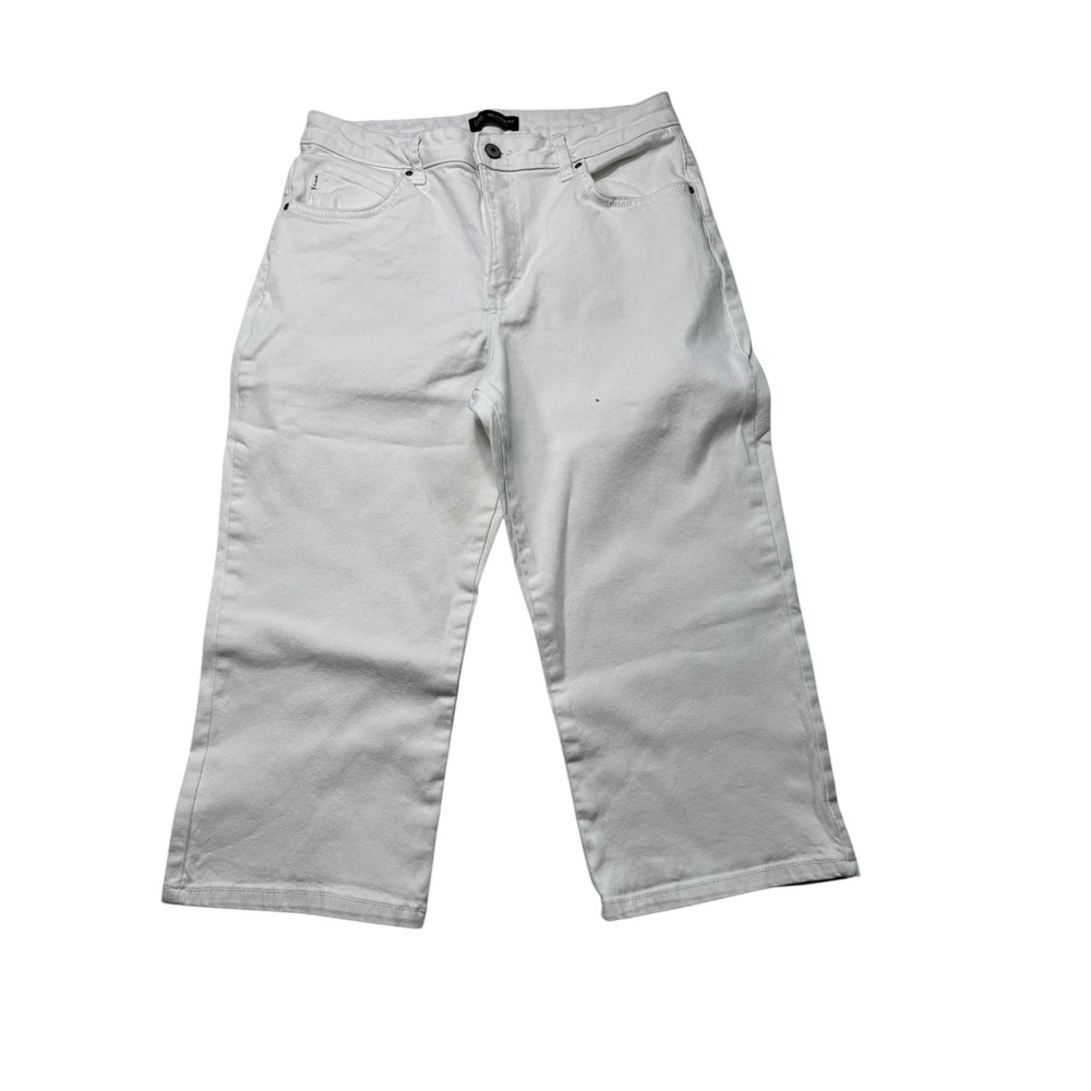 Lee Relaxed Fit Mid Rise White Cropped Wide Leg Jeans Womens Size 10 Medium #K30